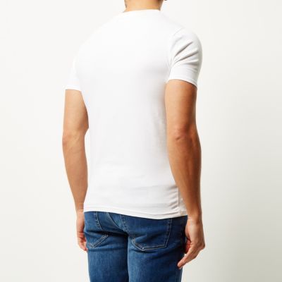 White V-neck muscle fit t-shirt